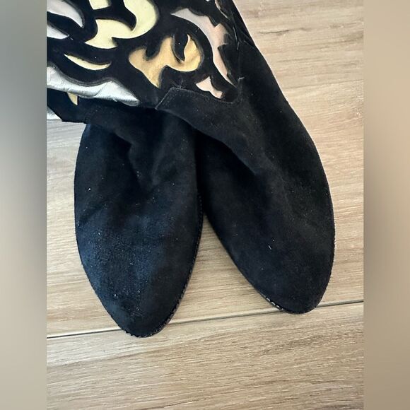 Sesto Meucci Laser Cut Suede Cowboy boots 7M - Picture 2 of 7